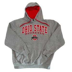 Ohio State Buckeyes Colosseum Hoodie Men's M Gray Red Embroidered Pullover